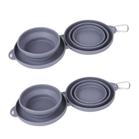 Portable Foldable Travel Dog Diner Set with Water & Food Bowls