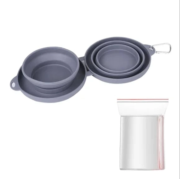 Portable Foldable Travel Dog Diner Set with Water & Food Bowls