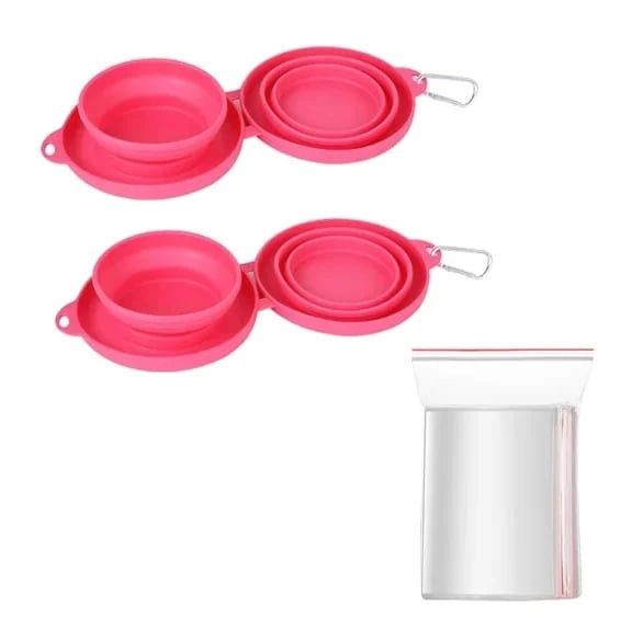 Portable Foldable Travel Dog Diner Set with Water & Food Bowls
