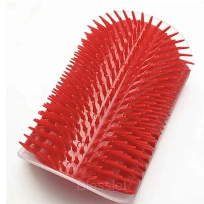 Corner Massage Cat Brush - Self-Grooming & Catnip Friendly - Red