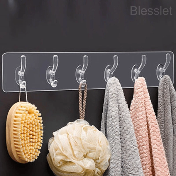 Multifunctional Transparent PVC Hooks - 6 Pack, Nail-Free Design