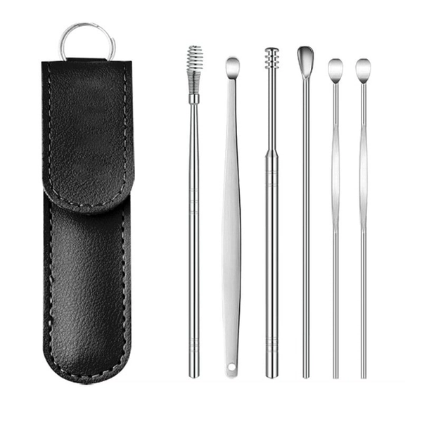 Innovative Stainless Steel Spring Earwax Cleaner Tool Set - Black(HOTTEST SELLING), BUY 1