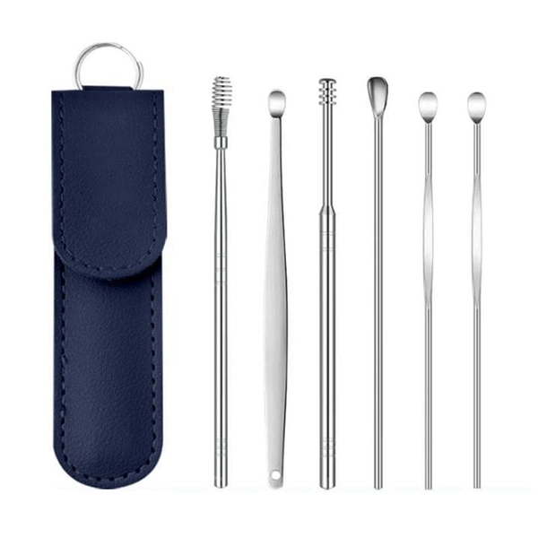 Innovative Stainless Steel Spring Earwax Cleaner Tool Set - Blue, BUY 2 GET 1 FREE(3 SETS)