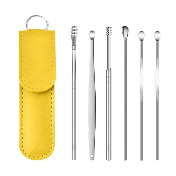 Innovative Stainless Steel Spring Earwax Cleaner Tool Set - Yellow, BUY 3 GET 2 FREE(5 SETS)