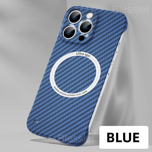 iPhone 14 Carbon Fiber Magnetic Protective Case – Slim & Durable - BLUE, iPhone11