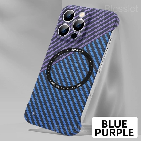 iPhone 14 Carbon Fiber Magnetic Protective Case – Slim & Durable - BLUE PURPLE, iPhone13ProMax