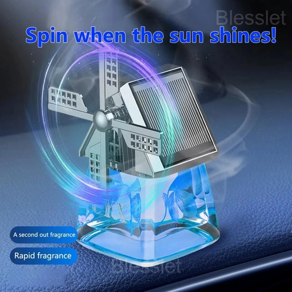 Solar-Powered Rotating Car Air Freshener with Natural Aroma