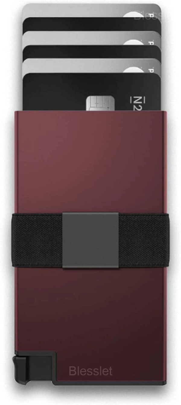 Slim Aluminum Cardholder Wallet for Men with RFID Blocking - Red