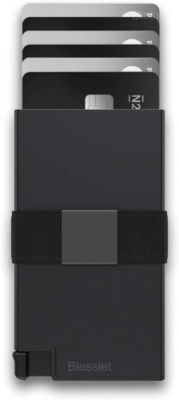 Slim Aluminum Cardholder Wallet for Men with RFID Blocking - Black