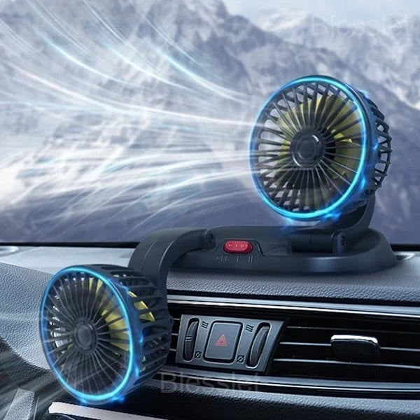 Dual Head USB Car Cooling Fan with Odor Removal and Aromatherapy