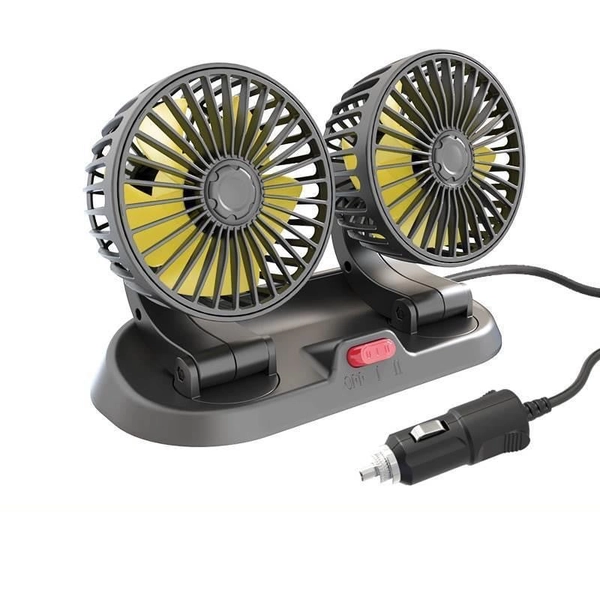 Dual Head USB Car Cooling Fan with Odor Removal and Aromatherapy - 12V sedan model