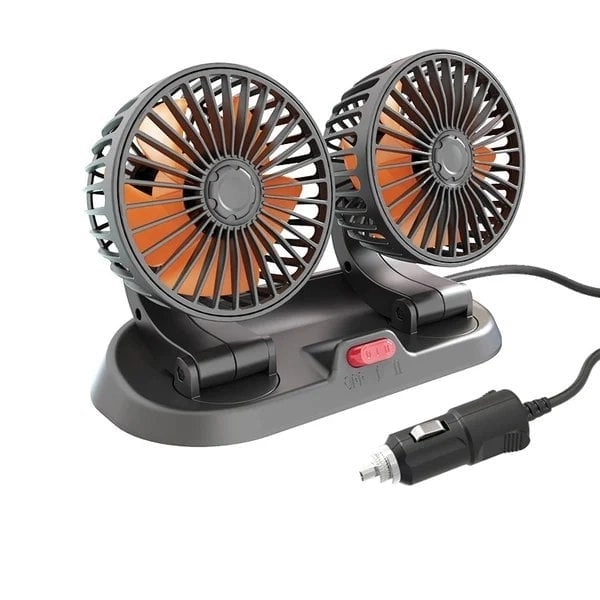 Dual Head USB Car Cooling Fan with Odor Removal and Aromatherapy - 24V truck model