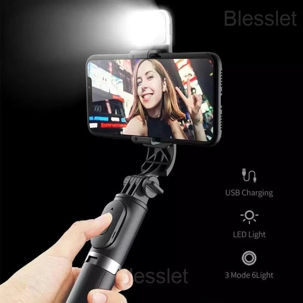 6-in-1 Wireless Bluetooth Selfie Stick Tripod with Remote & Light