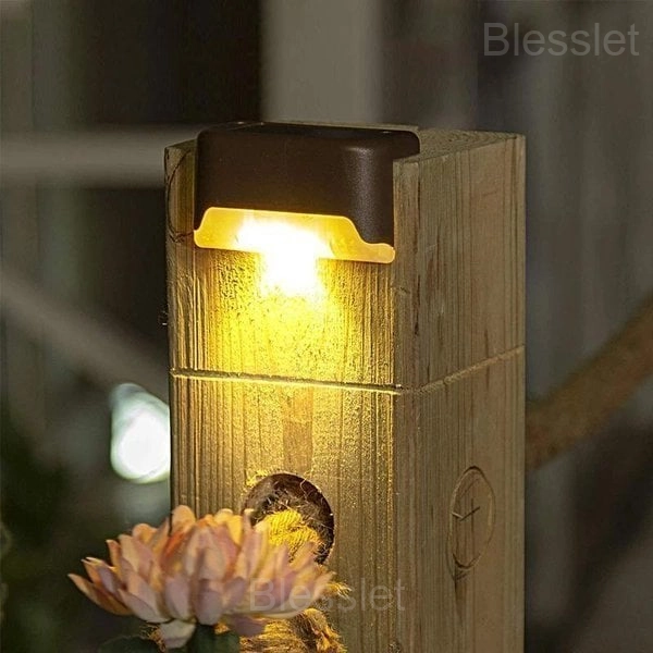 LED Solar Fence & Pathway Lights – Outdoor Waterproof Wall Lamps - BROWN, A（Warm Light）