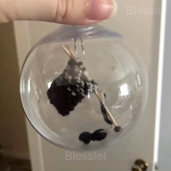 Handmade Knitting Christmas Ornament Acrylic Ball Decoration - Black+ Light Grey