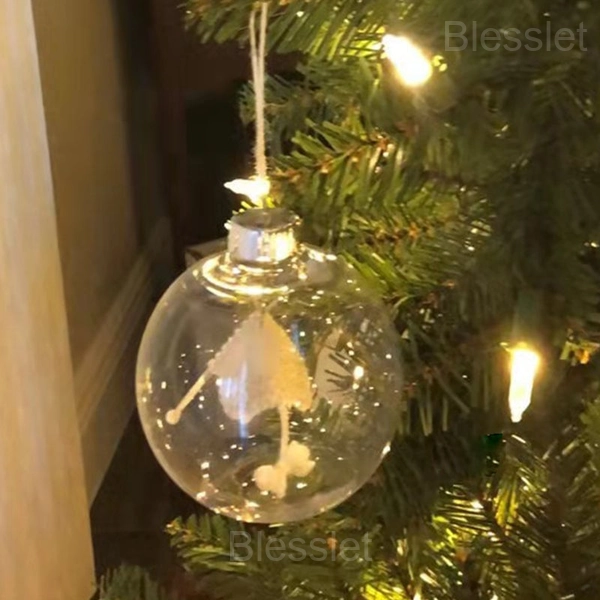 Handmade Knitting Christmas Ornament Acrylic Ball Decoration - White