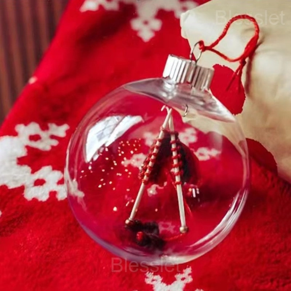 Handmade Knitting Christmas Ornament Acrylic Ball Decoration - Red