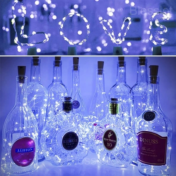 Multicolor Battery-Operated Bottle Lights with Replaceable Batteries - WHITE