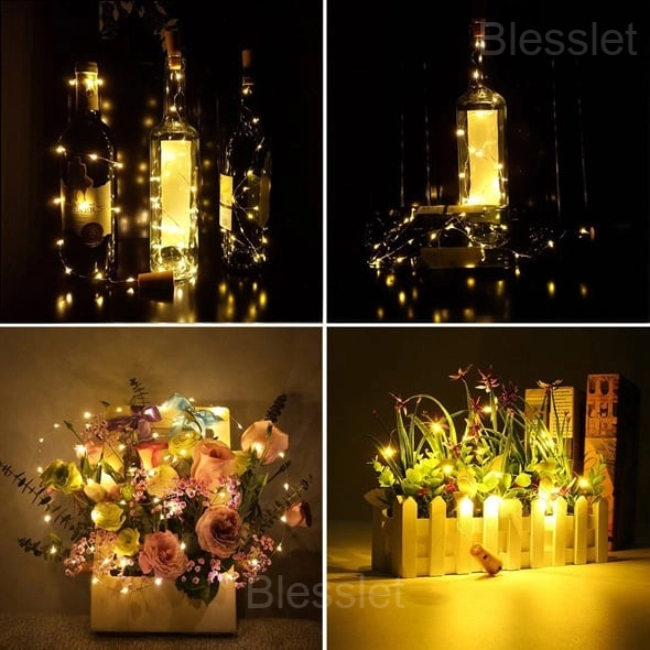 Multicolor Battery-Operated Bottle Lights with Replaceable Batteries - WARM WHITE