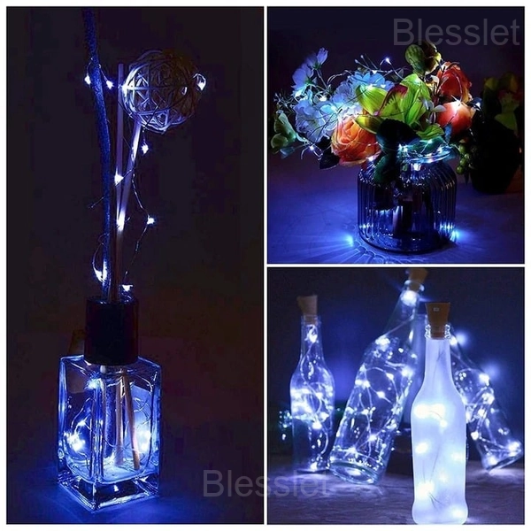 Multicolor Battery-Operated Bottle Lights with Replaceable Batteries - BLUE