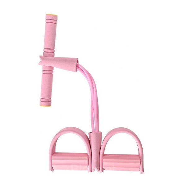 4-Tube Pedal Resistance Band for Full-Body Home Workouts - Pink, 2