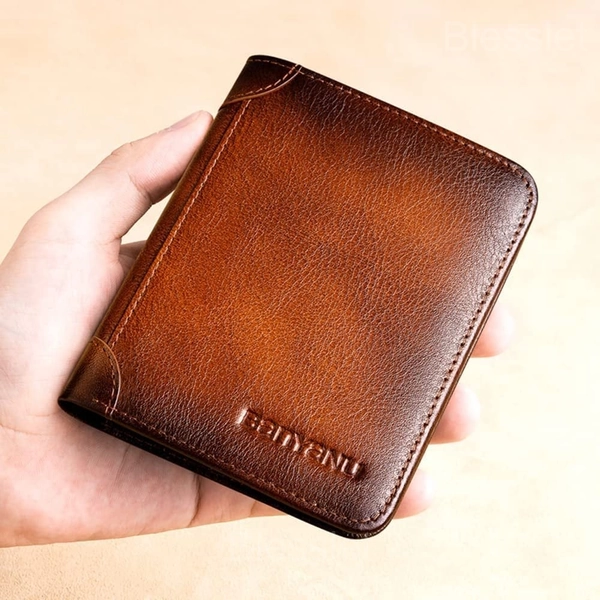 RFID Blocking Genuine Leather Wallet – Waterproof & Slim Design
