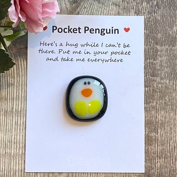 Mini Pocket Penguin Hug – Cute Resin Keepsake with Gift Card