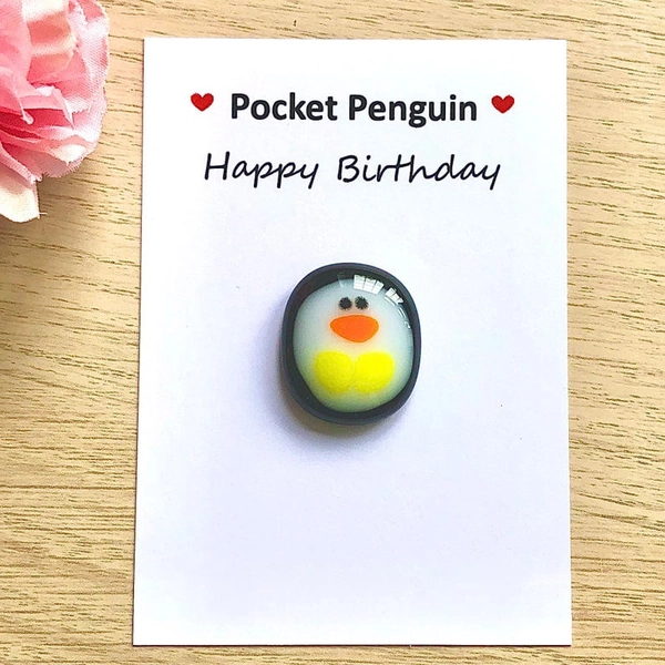 Mini Pocket Penguin Hug – Cute Resin Keepsake with Gift Card