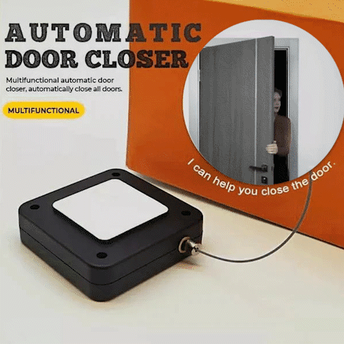 Automatic Door Closer with 3M Adhesive – Easy Install, Quiet & Durable - black, 1pc