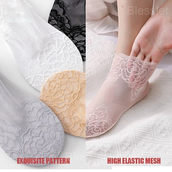 Women’s Lace Mesh Socks – Breathable, Invisible & Elegant Design - Pink (5 pairs)