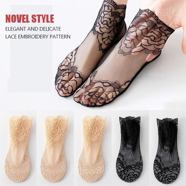 Women’s Lace Mesh Socks – Breathable, Invisible & Elegant Design - 🔥BUY 10 pairs GET 5 FREE（All colors*15）