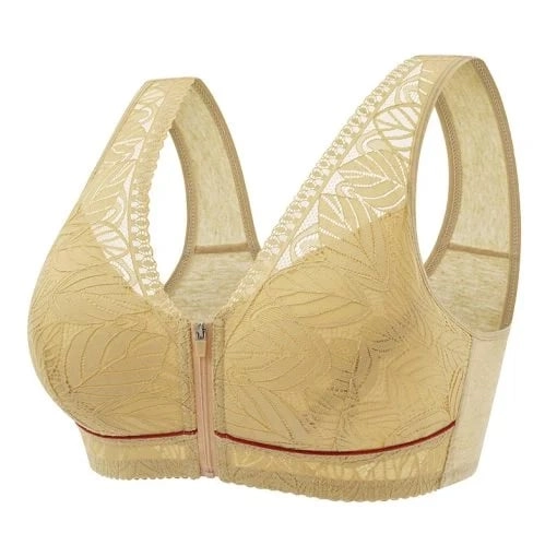 Nature Cotton Wireless Front-Zip Comfort Bra with No Steel Ring - 🔥Skin, 5XL