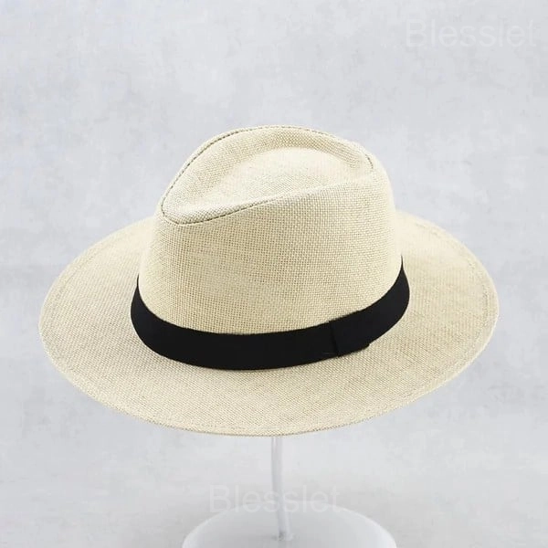 Handmade Classic Panama Hat – Stylish Lightweight Sun Protection - Beige, L/XL(22.8"-23.9"/58-60cm)