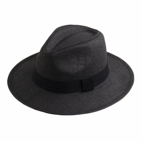 Handmade Classic Panama Hat – Stylish Lightweight Sun Protection - Black, L/XL(22.8"-23.9"/58-60cm)