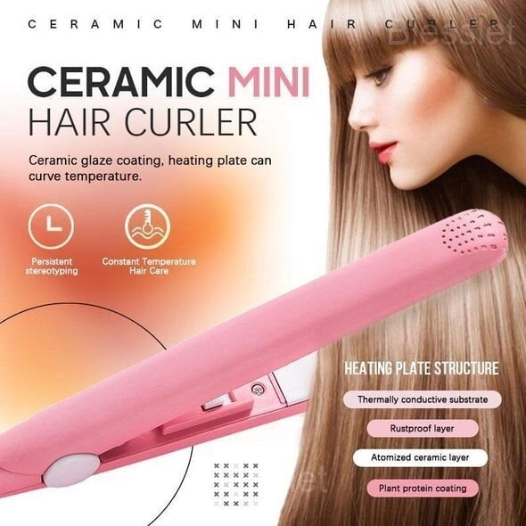 Ceramic Mini 2-in-1 Hair Curler & Straightener with Fast Heating