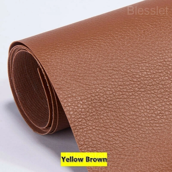Self-Adhesive Cuttable Leather Repair Patch for Sofas & Furniture - 19.7X54in(50X137cm), Yellow Brown