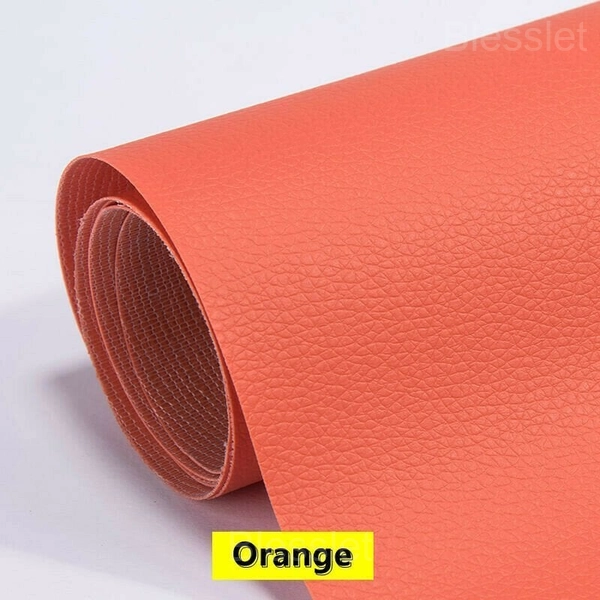 Self-Adhesive Cuttable Leather Repair Patch for Sofas & Furniture - 8X12in(20X30cm), Orange