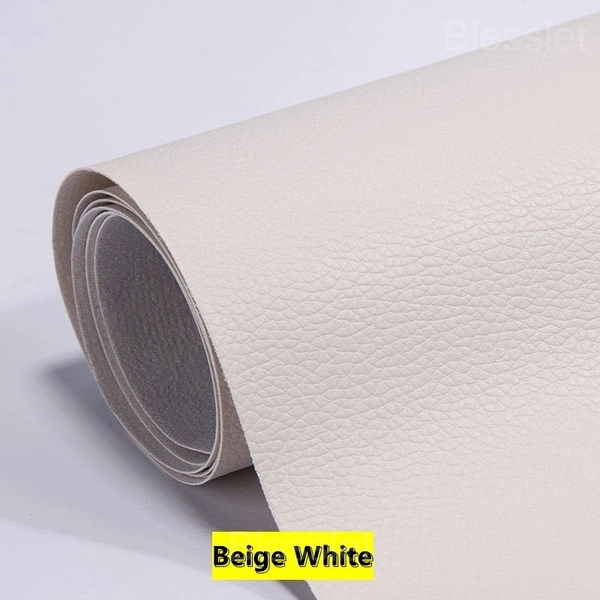 Self-Adhesive Cuttable Leather Repair Patch for Sofas & Furniture - 8X12in(20X30cm), Beige White
