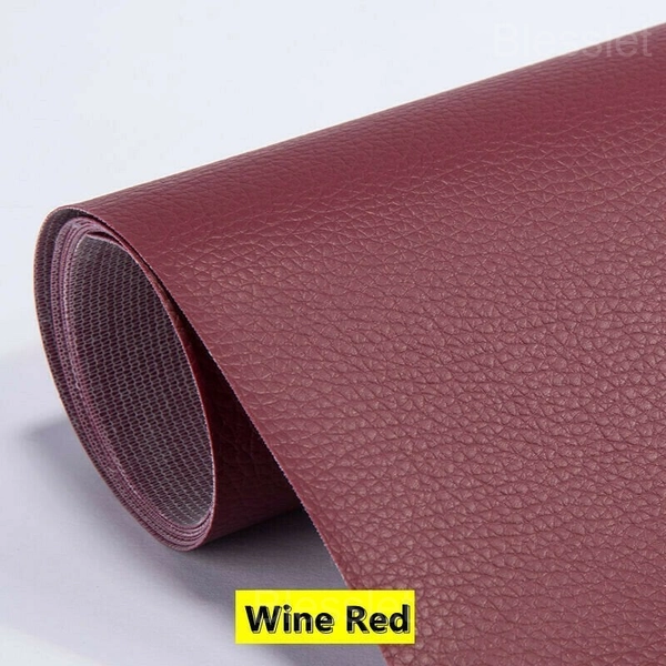 Self-Adhesive Cuttable Leather Repair Patch for Sofas & Furniture - 19.7X54in(50X137cm), Wine Red
