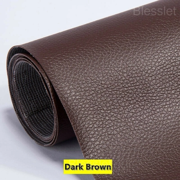 Self-Adhesive Cuttable Leather Repair Patch for Sofas & Furniture - 19.7X54in(50X137cm), Dark Brown