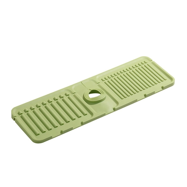 Faucet Splash Guard & Draining Tray Mat for Dry, Organized Sink - Green