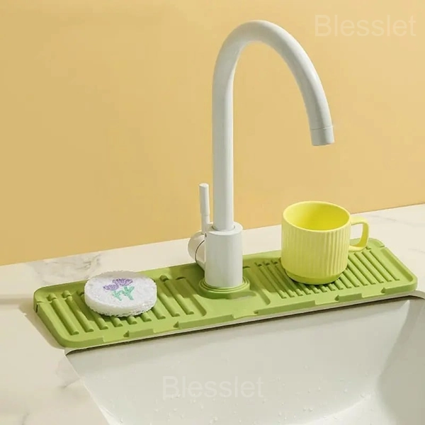 Faucet Splash Guard & Draining Tray Mat for Dry, Organized Sink