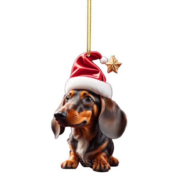Handmade Acrylic Dog Ornaments – Cute 2D Flat Holiday Decor - D