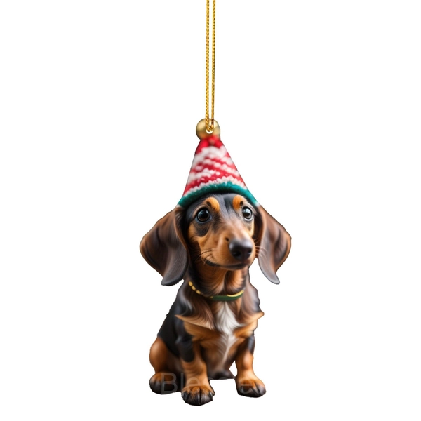 Handmade Acrylic Dog Ornaments – Cute 2D Flat Holiday Decor - F