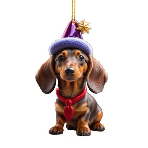 Handmade Acrylic Dog Ornaments – Cute 2D Flat Holiday Decor - H