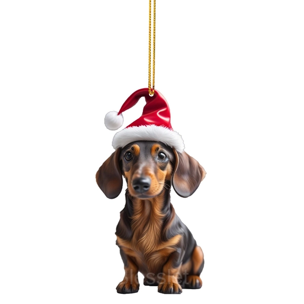 Handmade Acrylic Dog Ornaments – Cute 2D Flat Holiday Decor - G