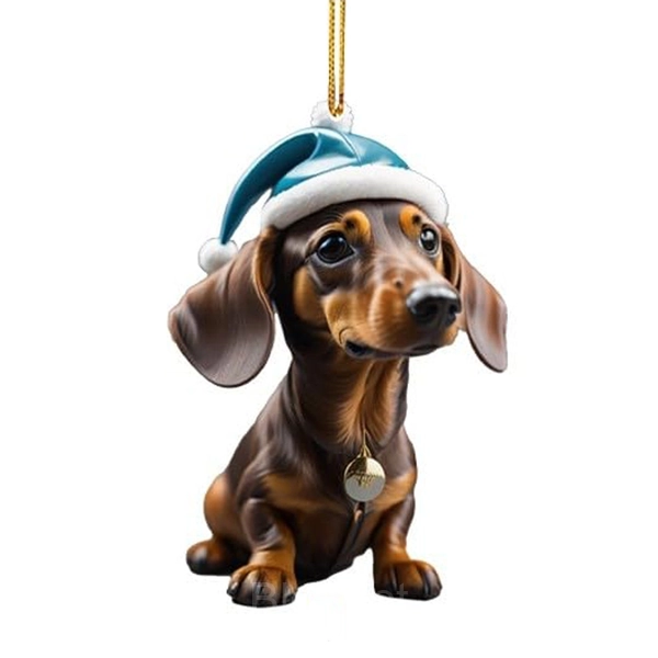 Handmade Acrylic Dog Ornaments – Cute 2D Flat Holiday Decor - I