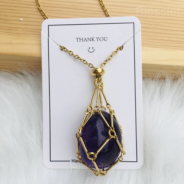 Interchangeable Healing Crystal Necklace with Stone Holder – Jewelry Gift