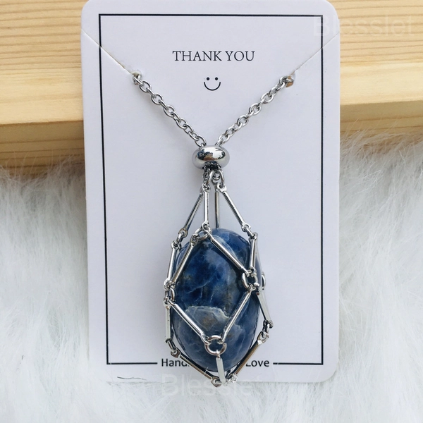 Interchangeable Healing Crystal Necklace with Stone Holder – Jewelry Gift