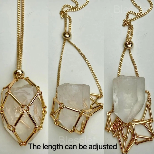 Interchangeable Healing Crystal Necklace with Stone Holder – Jewelry Gift
